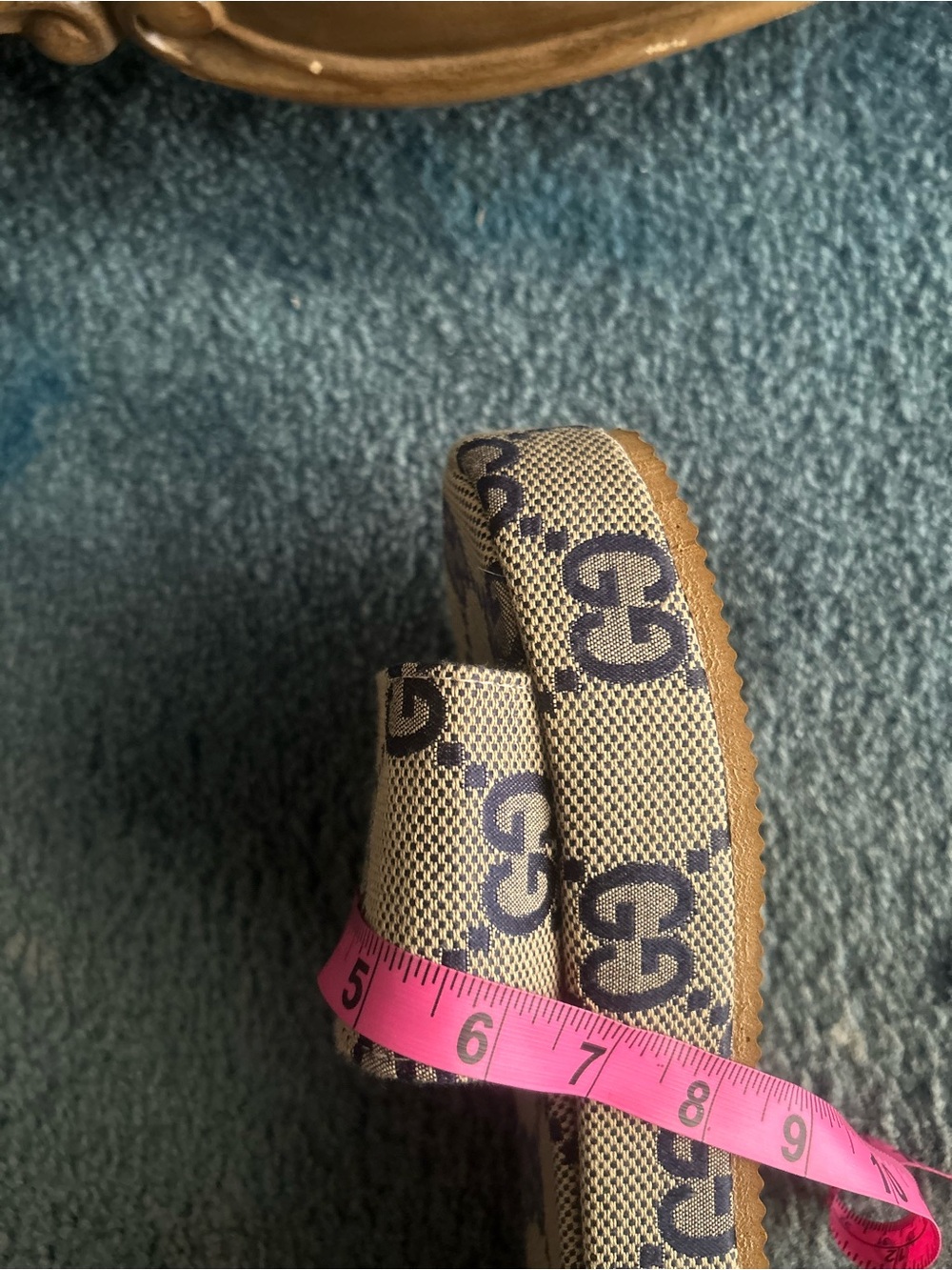 Beige and Navy G Slide Sandals - Picture 7 of 11